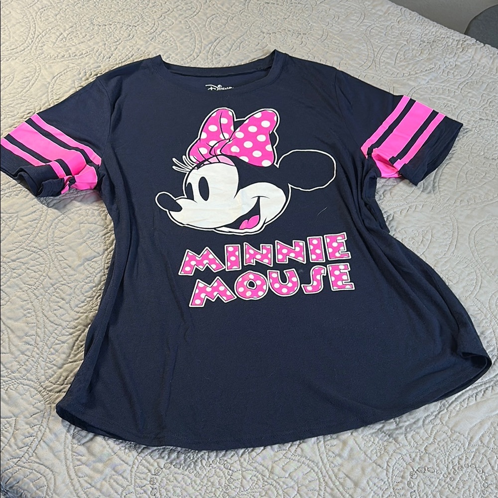 Disney Minnie Mouse Blue and Pink Short Sleeve Tee